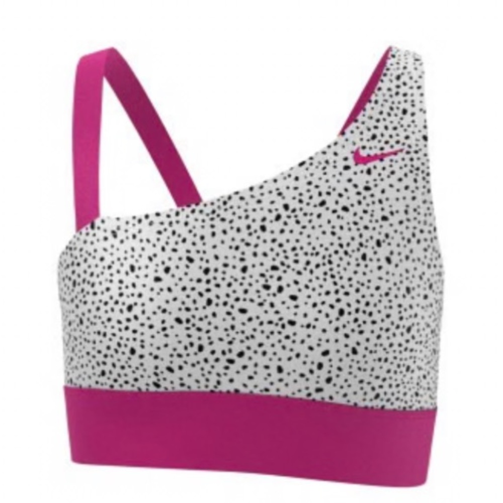 Nike Girl's Water Dots Asymmetrical Bathing Suit Top pink size XL